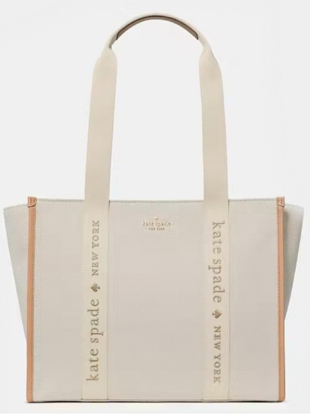kate spade Cream Canvas Tote with Logo Straps